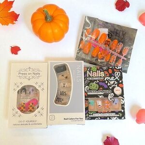 Halloween Press On Nails Bundle NWT 4 Sets Fall Fake Nails Spooky Nail Art Cute